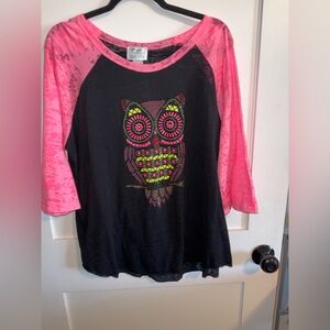 Colorful Owl Graphic Women's Blouse